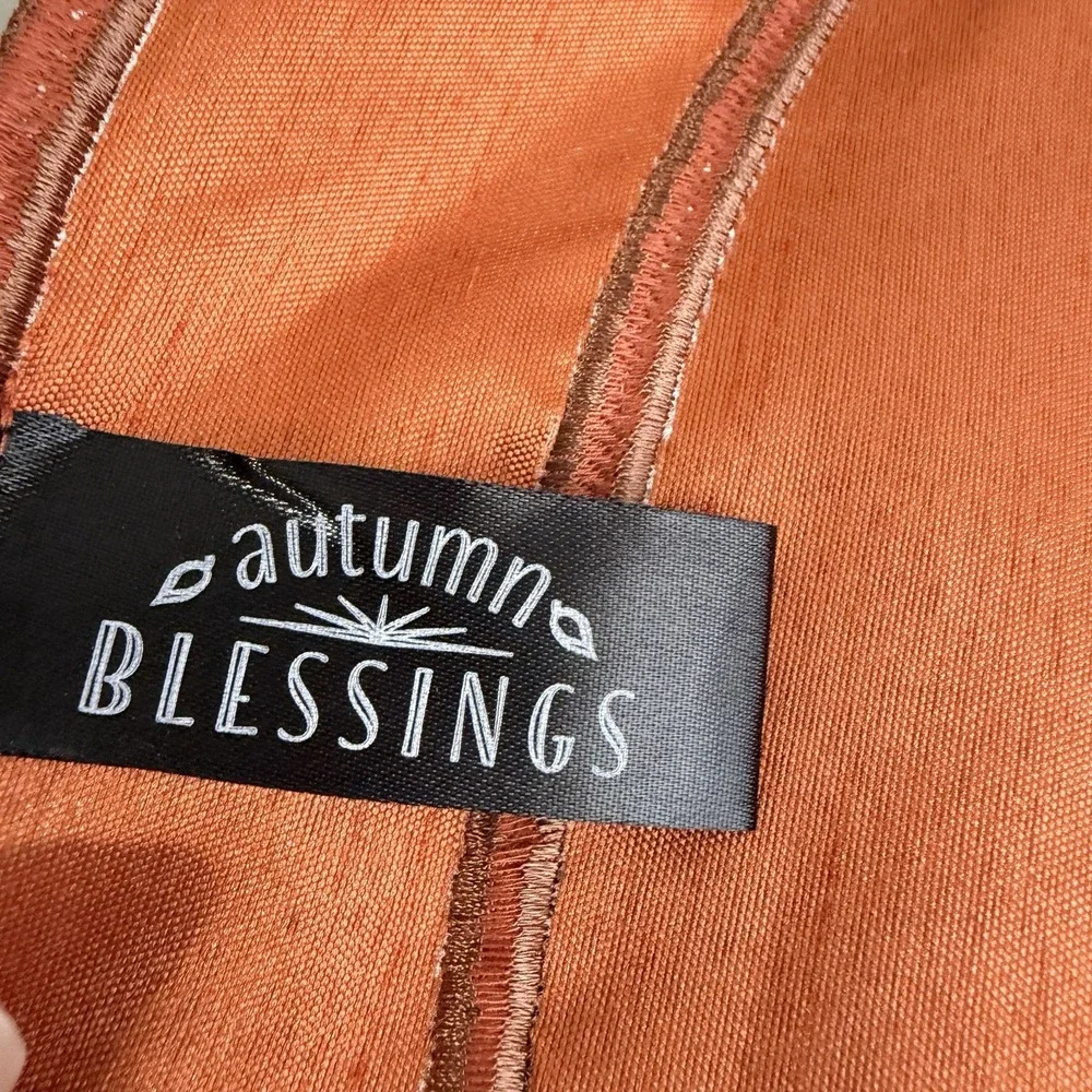 Autumn Blessings Set Of 4 Orange Pumpkin Placemats Kitchen Dining Room Fall